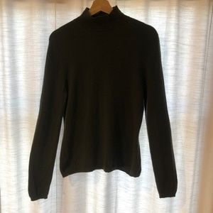 Olive Green 100% Cashmere Mock Turtleneck